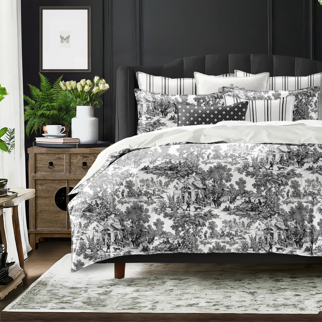 Au Village Toile Ebony 8 Piece Duvet Cover Set Duvet Covers By Colcha Linens