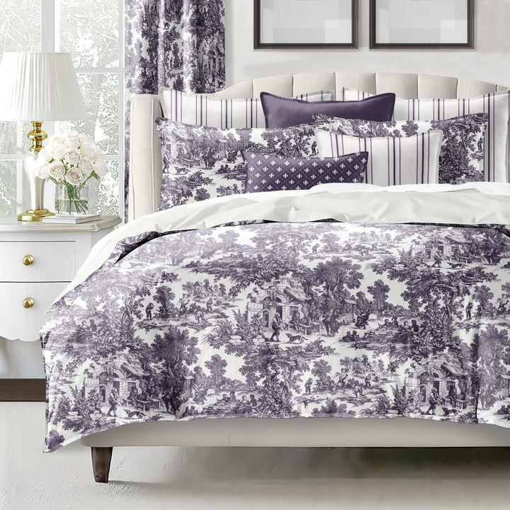 Au Village Toile Eggplant 8 Piece Comforter Set Comforter Sets By Colcha Linens