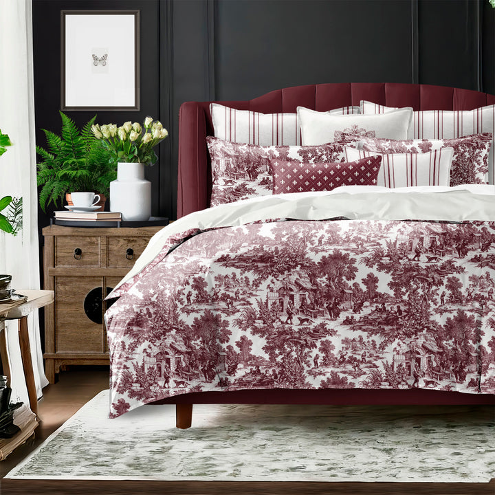 Au Village Toile Merlot 8 Piece Duvet Cover Set Duvet Covers By Colcha Linens