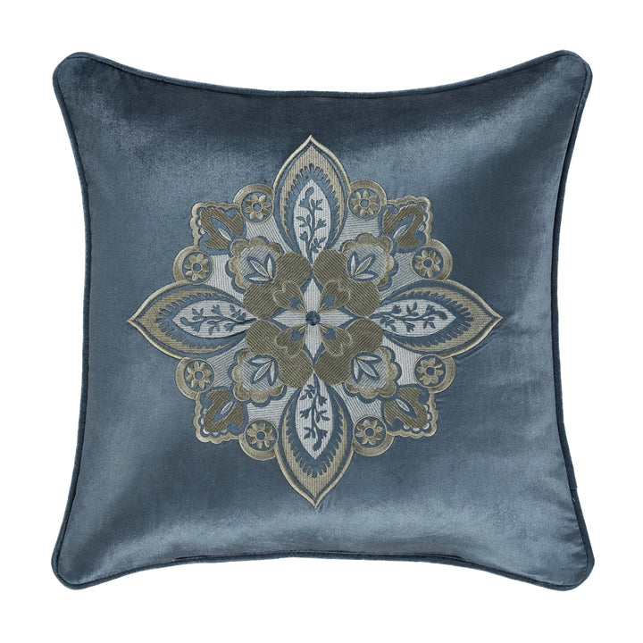 Avellino Dark Spa Square Decorative Throw Pillow 18" x 18" Throw Pillows By J. Queen New York