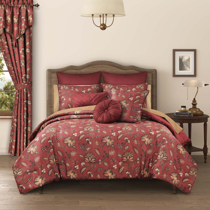 Bari Red 3 Piece Comforter Set Comforter Sets By J. Queen New York