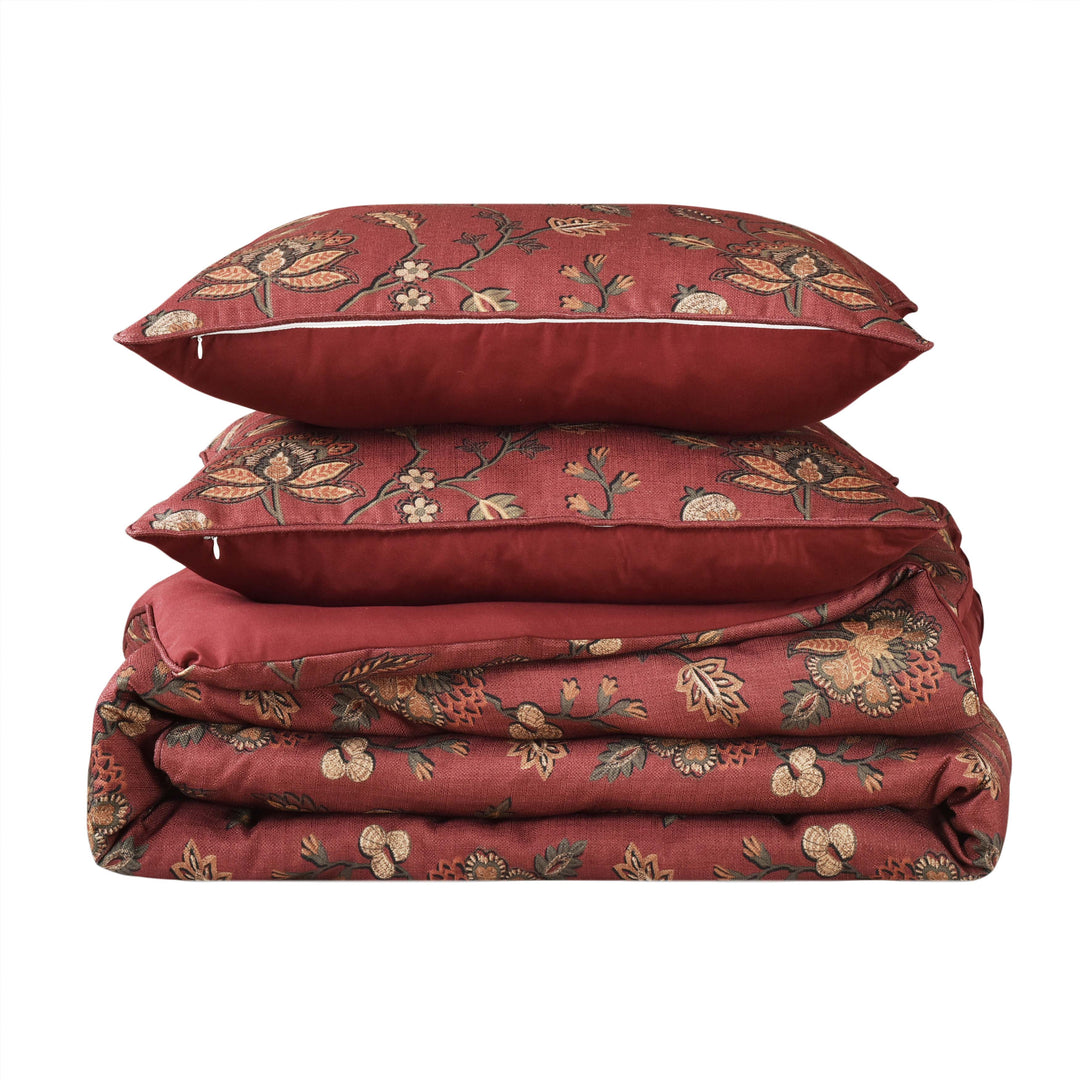 Bari Red 3 Piece Comforter Set Comforter Sets By J. Queen New York