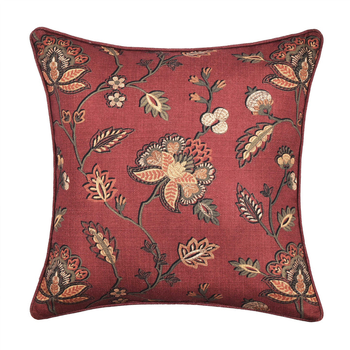 Bari Red Square Decorative Throw Pillow 20" x 20" Throw Pillows By J. Queen New York