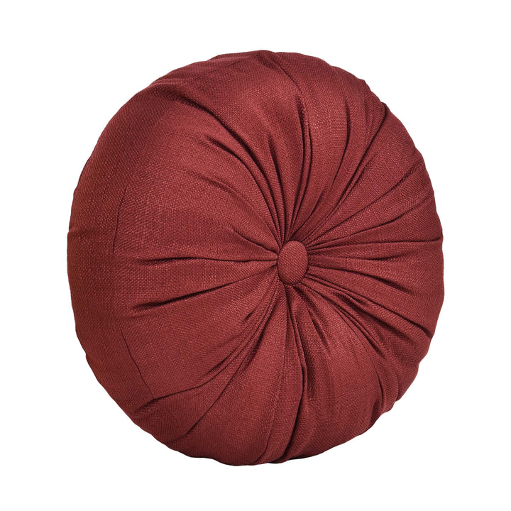 Bari Red Tufted Round Decorative Throw Pillow 15" x 15" Throw Pillows By J. Queen New York