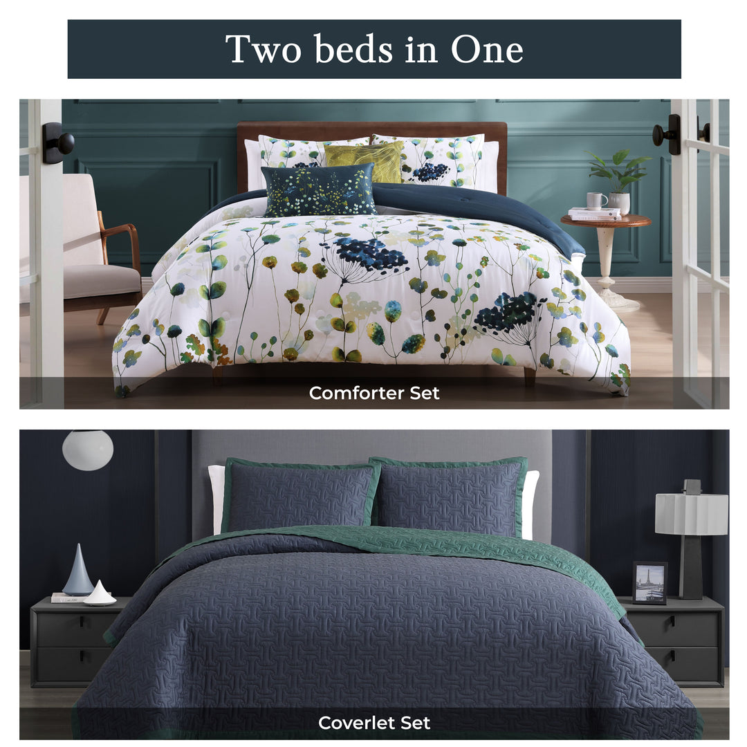 Bebejan Abstract Vines 8 Piece Reversible Comforter & Coverlet Set Comforter Sets By Bebejan®