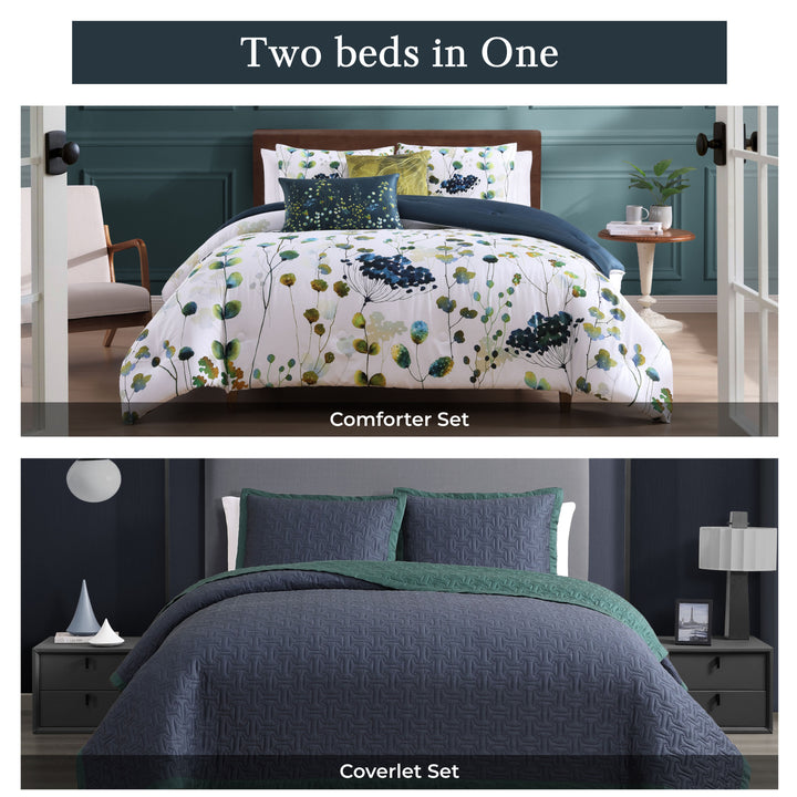 Bebejan Abstract Vines 8 Piece Reversible Comforter & Coverlet Set Comforter Sets By Bebejan®