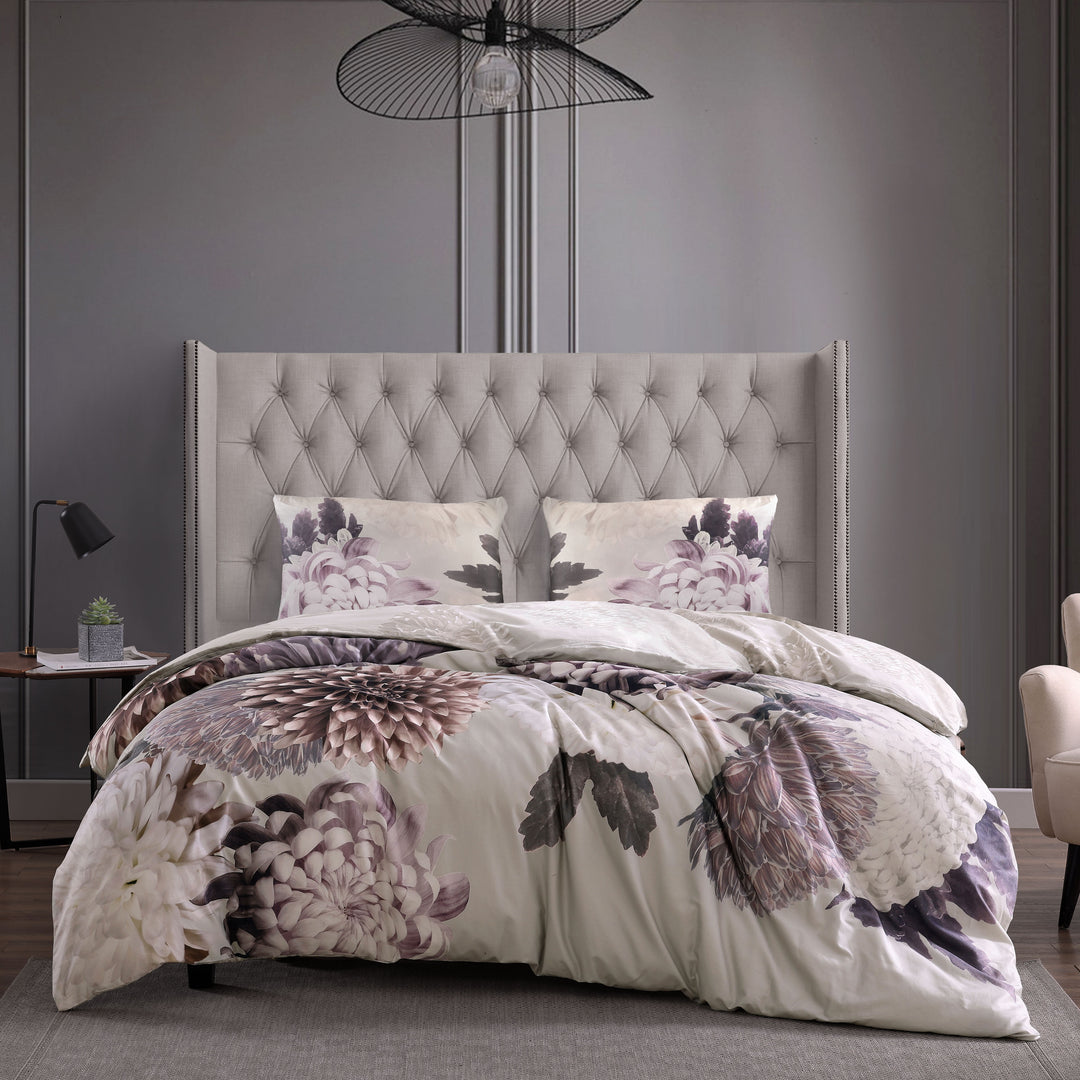 Bebejan Dahlia Purple 3 Piece Reversible Duvet Cover Set- Final Sale Duvet Covers By US Office - Latest Bedding