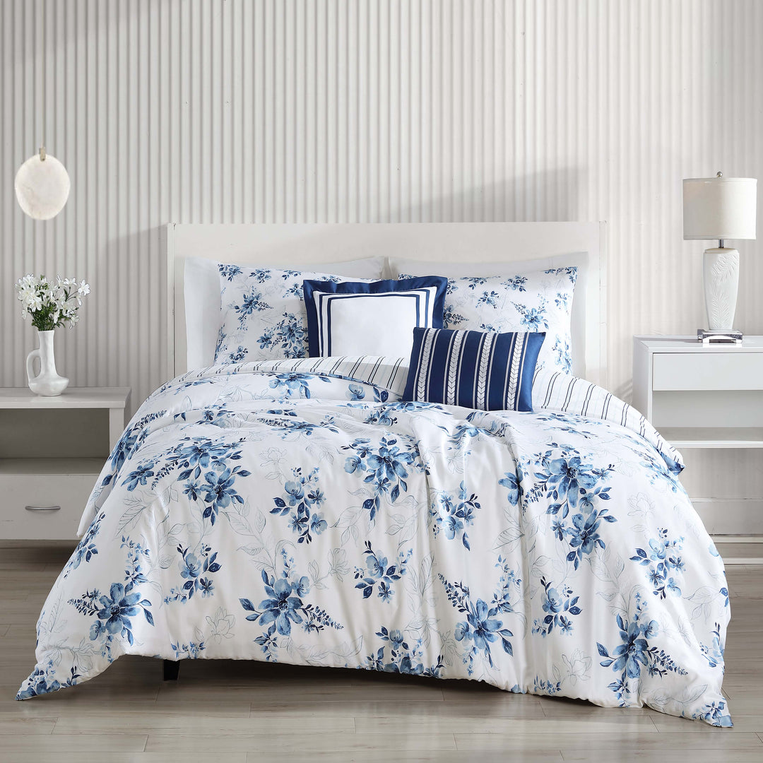 Bebejan Blue Art 200 Thread Count 100% Cotton Sateen 5 Piece Reversible Comforter Set Comforter Sets By Bebejan®