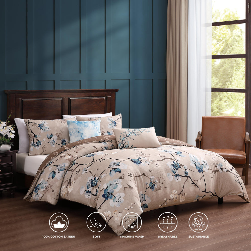 Bebejan Blue Blossom 5 Piece Reversible Comforter Set Comforter Sets By Bebejan®