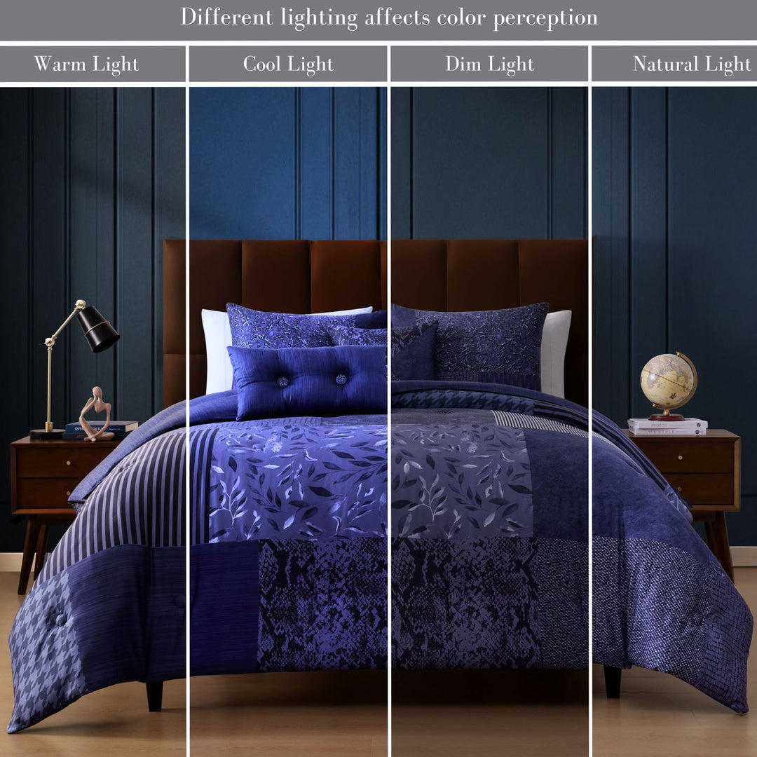 Bebejan Blue Denim Patchwork 5 Piece Reversible Comforter Set Comforter Sets By Bebejan®