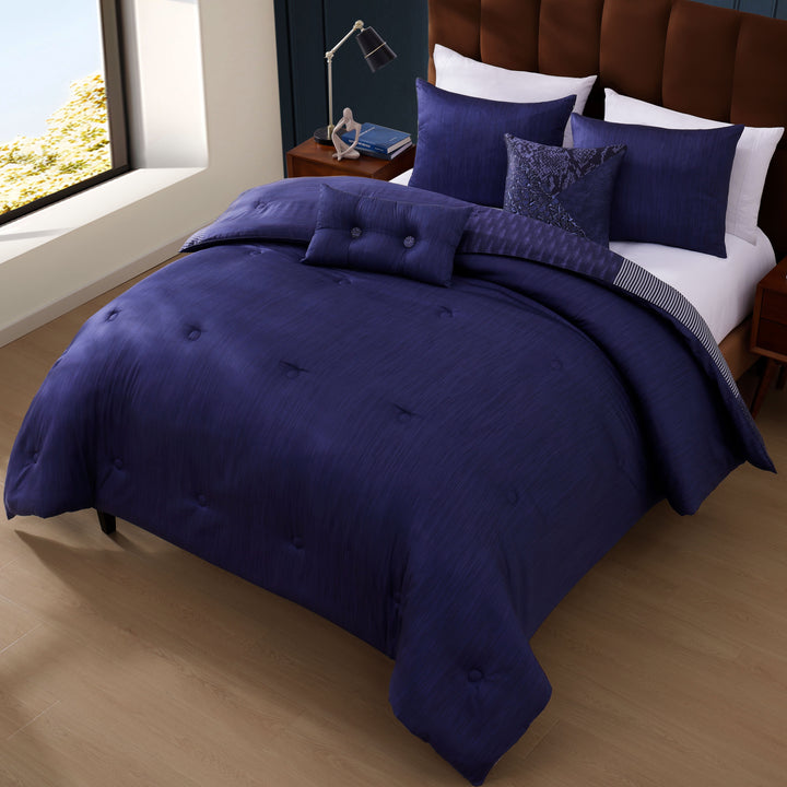 Bebejan Blue Denim Patchwork 5 Piece Reversible Comforter Set Comforter Sets By Bebejan®