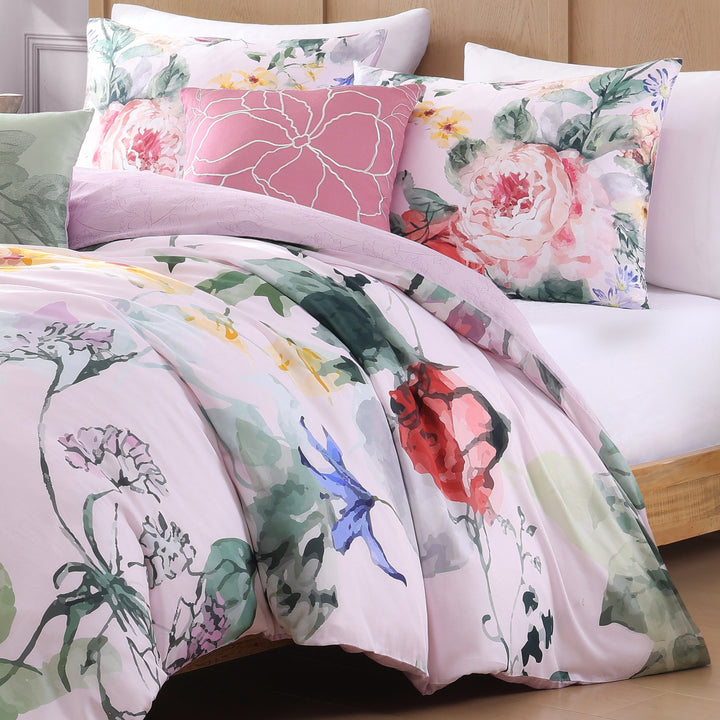 Bebejan Cool Pink Roses 5 Piece Reversible Comforter Set in KING - Final Sale Comforter Sets By US Office - Latest Bedding