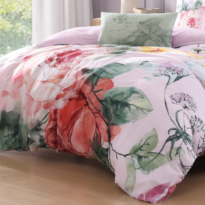 Bebejan Cool Pink Roses 5 Piece Reversible Comforter Set in KING - Final Sale Comforter Sets By US Office - Latest Bedding