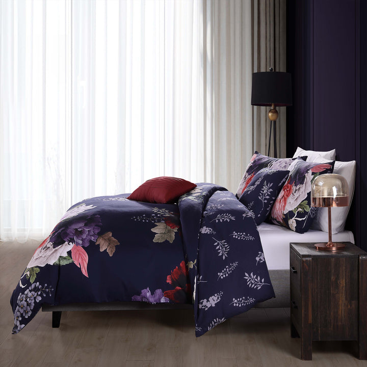 Bebejan Deep Purple Garden 200 Thread Count 100% Cotton Sateen 5 Piece Reversible Comforter Set Comforter Sets By Bebejan®