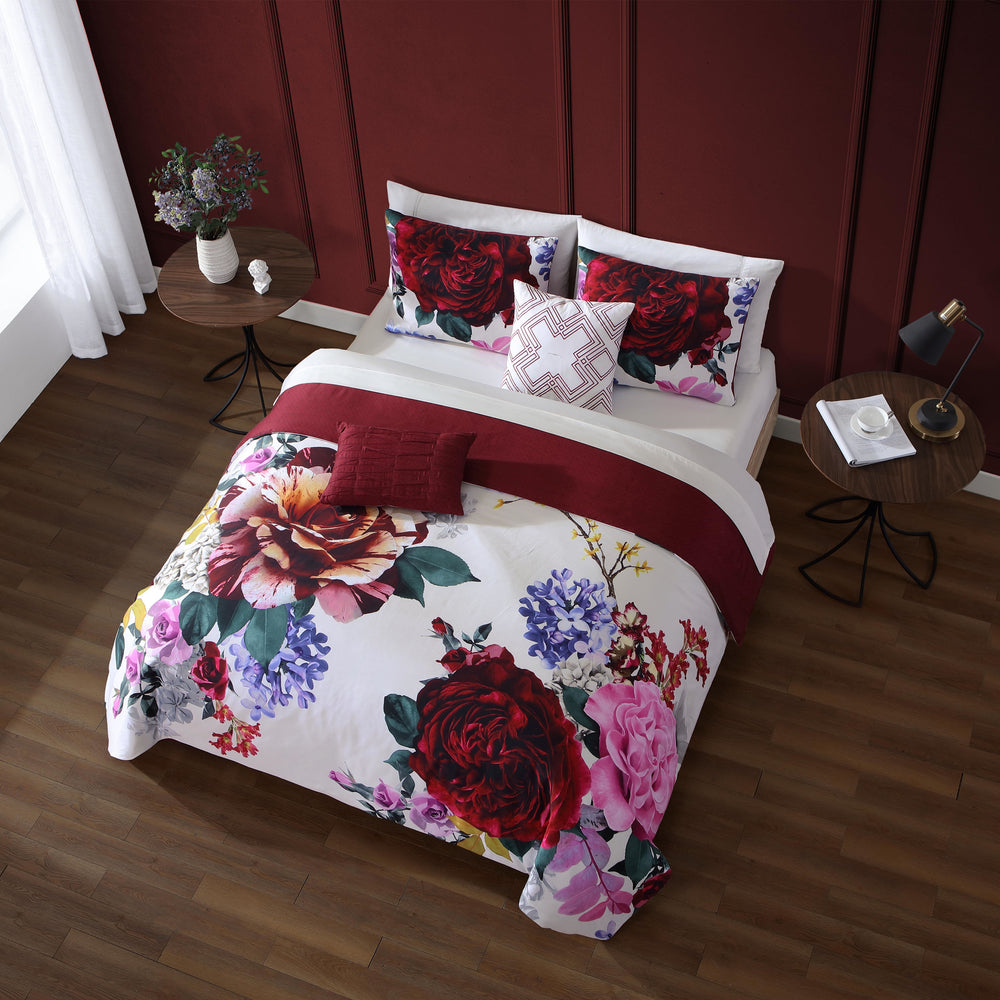 Bebejan Magenta Floral 5 Piece Reversible Comforter Set Comforter Sets By Bebejan®