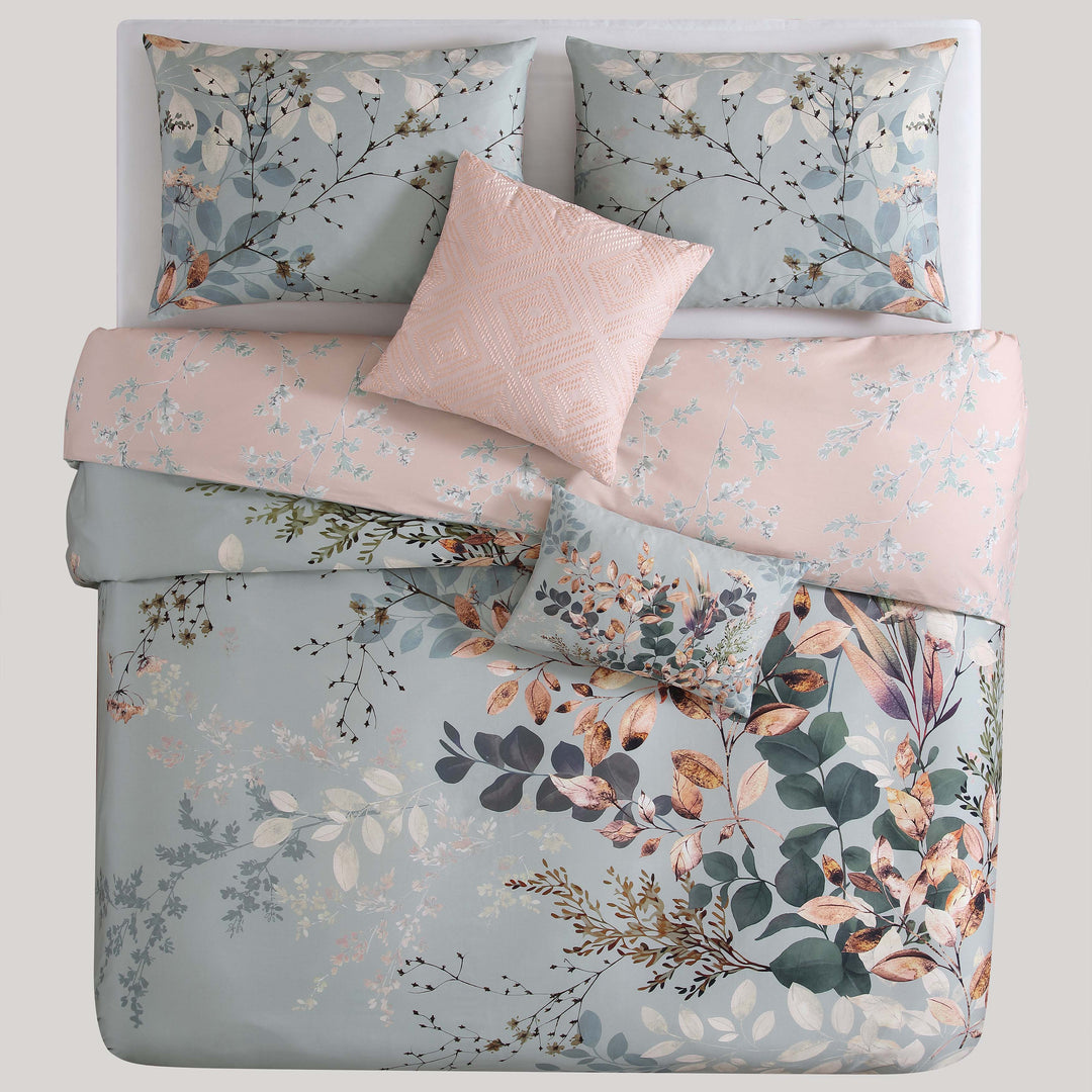 Bebejan Peach Leaves on Sage 5 Piece Reversible Comforter Set Comforter Sets By Bebejan®