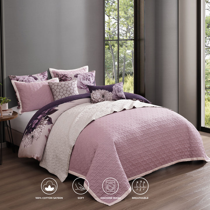Bebejan Plum Petal 8 Piece Reversible Comforter & Coverlet Set Comforter Sets By Bebejan®