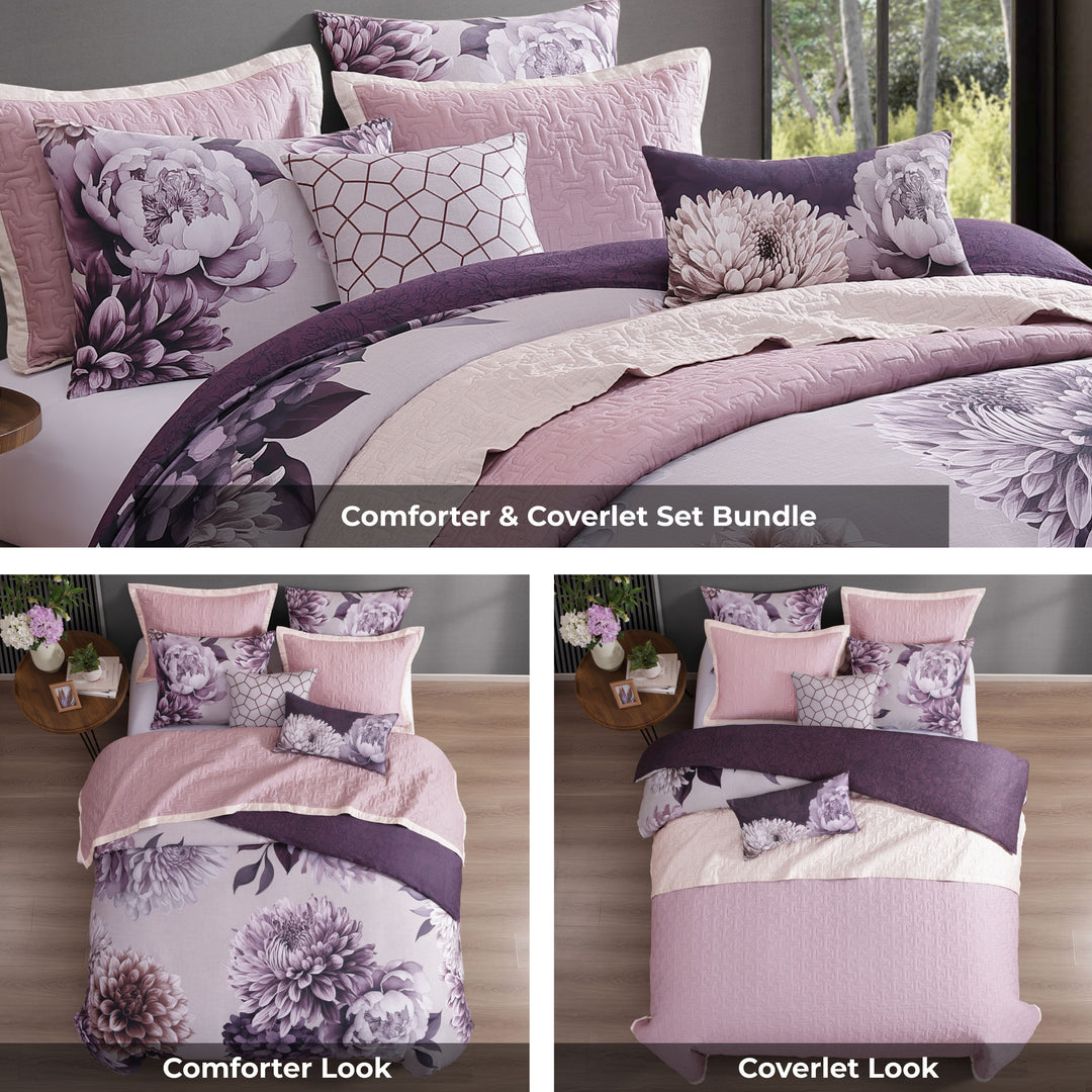 Bebejan Plum Petal 8 Piece Reversible Comforter & Coverlet Set Comforter Sets By Bebejan®