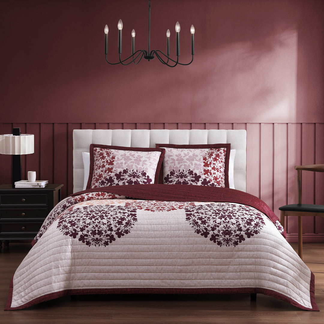 Bebejan Rosewood Harmony 3 Piece Reversible Quilted Coverlet Set Coverlet By Bebejan®
