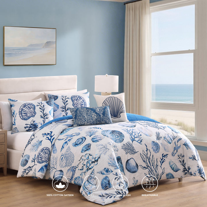 Bebejan Shells and Seaplants 5 Piece Reversible Comforter Set Comforter Sets By Bebejan®