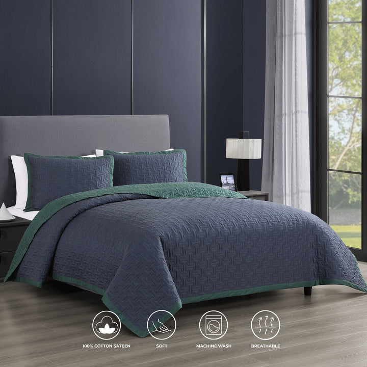 Bebejan 3 Piece Textured Quilted Coverlet Set