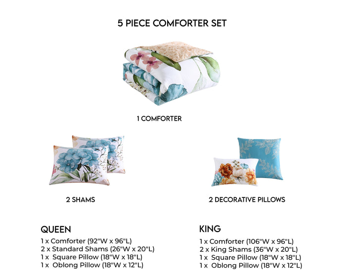 Bebejan Maia Blue 5 Piece Reversible Comforter Set Comforter Sets By Bebejan®