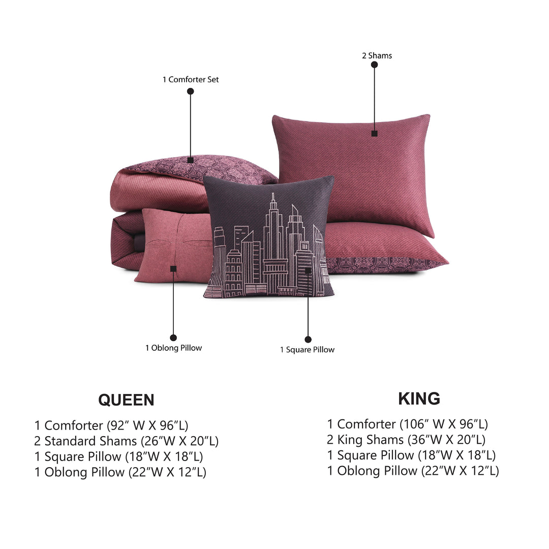 Bebejan Mauve Dreams 5 Piece Reversible Comforter Set