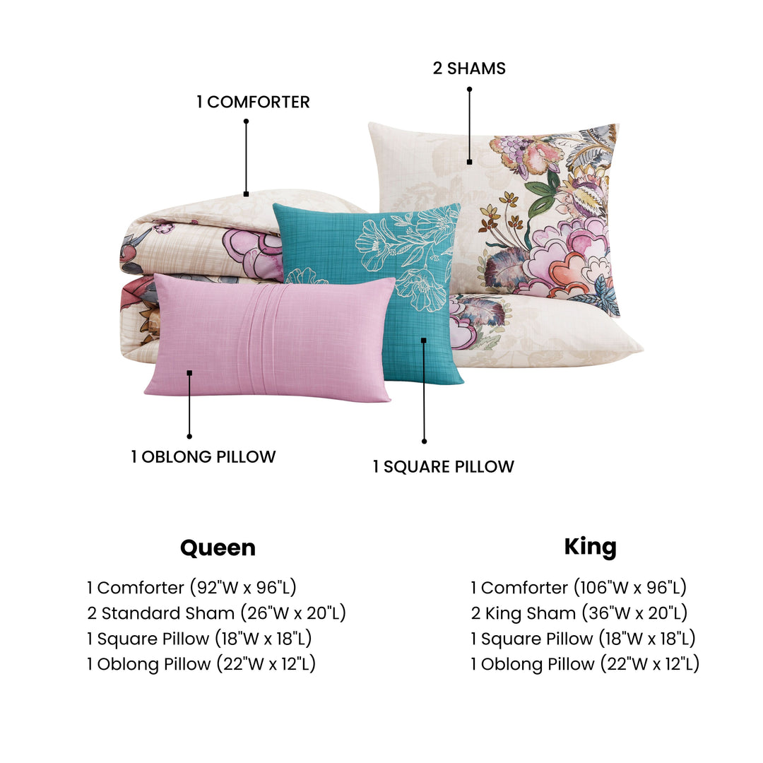 Bebejan Watercolor Jacobean 5 Piece Reversible Comforter Set Comforter Sets By Bebejan®
