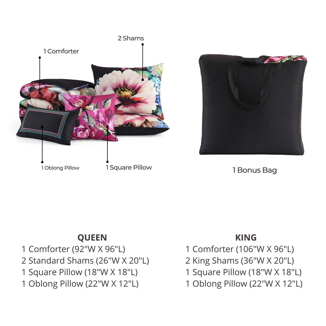 Bebejan Black Night Poppies 5 Piece Reversible Comforter Set Comforter Sets By Bebejan®