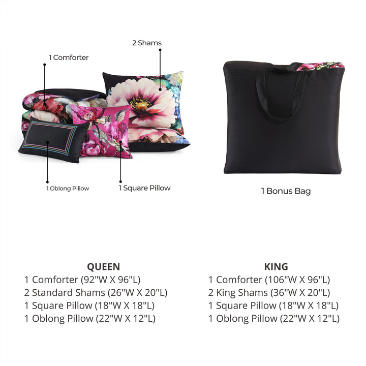 Bebejan Black Night Poppies 5 Piece Reversible Comforter Set Comforter Sets By Bebejan®