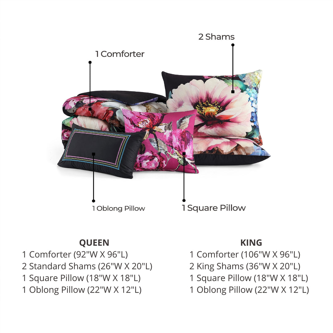 Bebejan Black Night Poppies 5 Piece Reversible Comforter Set Comforter Sets By Bebejan®