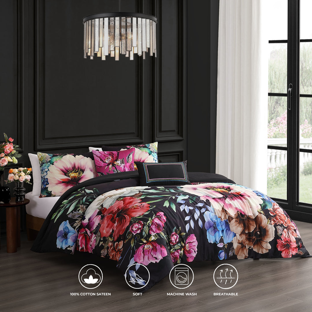 Bebejan Black Night Poppies 5 Piece Reversible Comforter Set Comforter Sets By Bebejan®