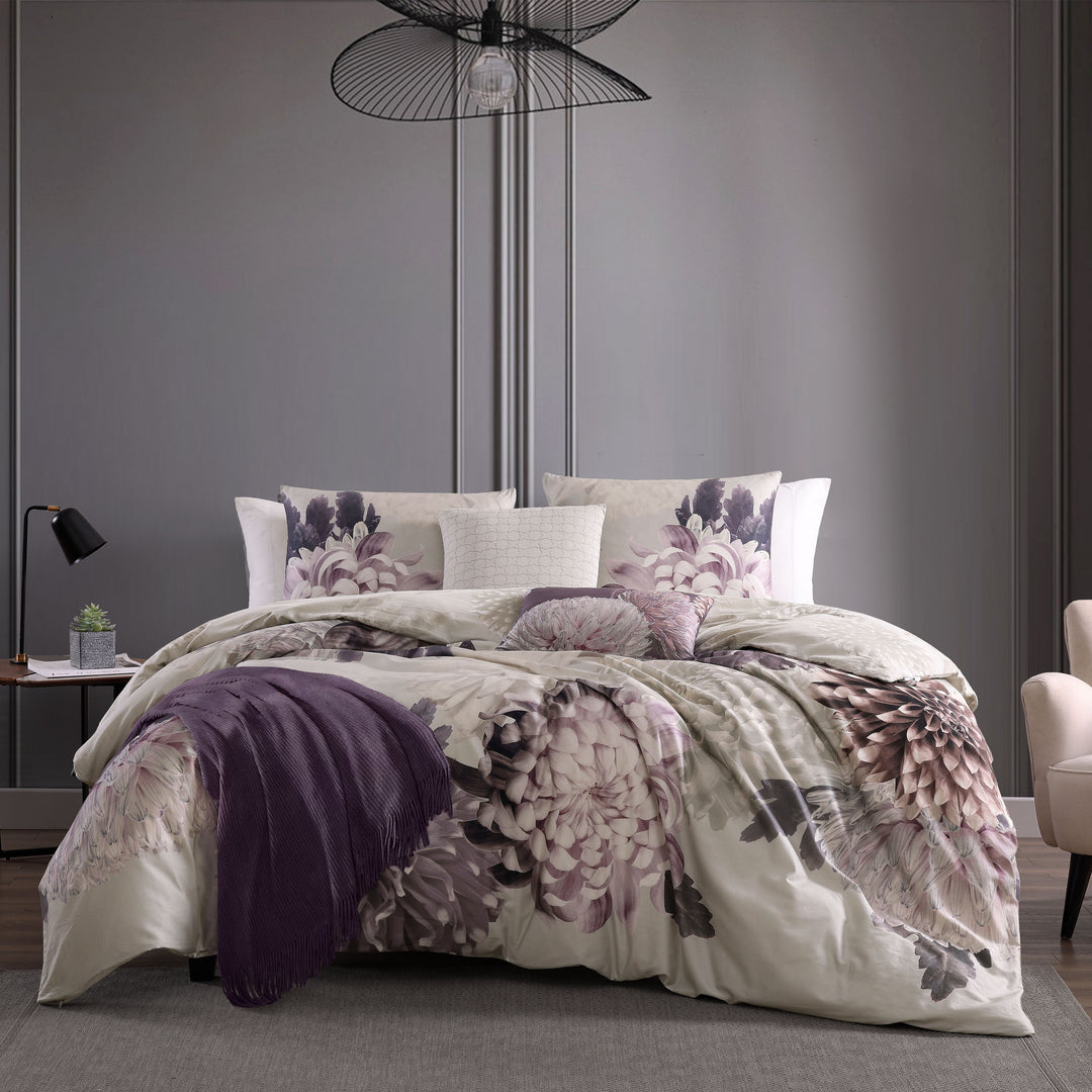 Bebejan Bloom Purple 200 Thread Count 100% Cotton Sateen 5 Piece Reversible Comforter Set Comforter Sets By Bebejan®