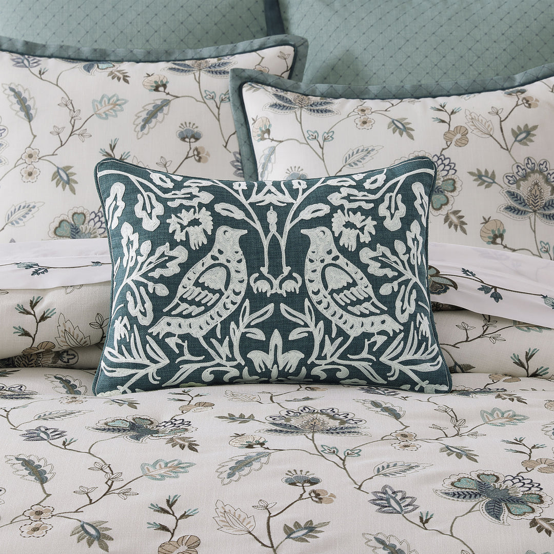 Blossom View Peacock Boudoir Decorative Throw Pillow 20" x 14" Throw Pillows By J. Queen New York