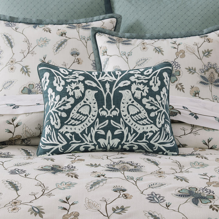 Blossom View Peacock Boudoir Decorative Throw Pillow 20" x 14" Throw Pillows By J. Queen New York