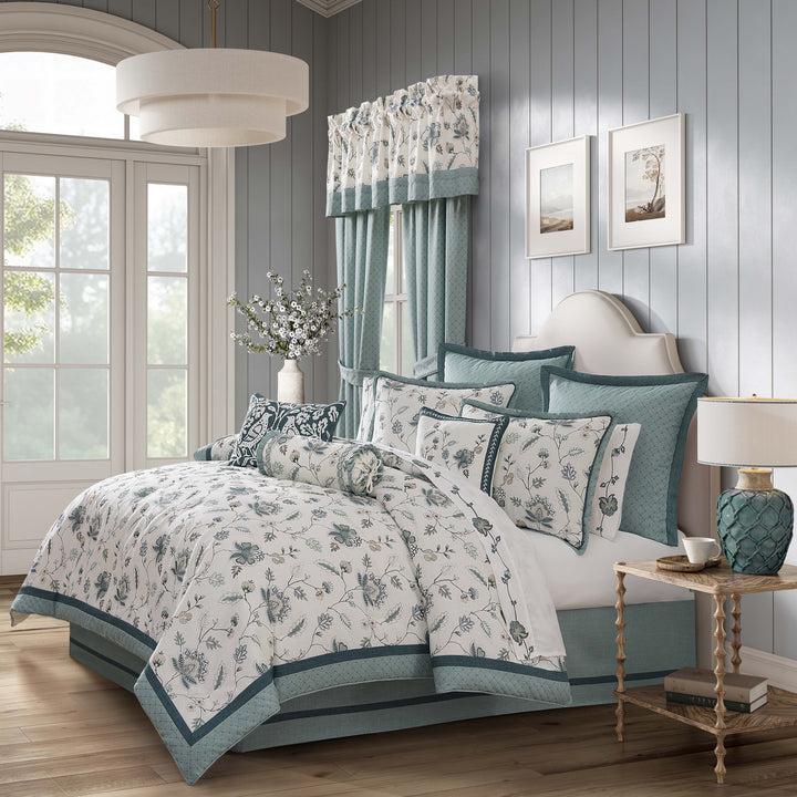 Blossom View Teal 4 Piece Comforter Set Comforter Sets By J. Queen New York