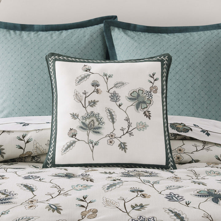 Blossom View Teal Square Decorative Throw Pillow 18" x 18" Throw Pillows By J. Queen New York
