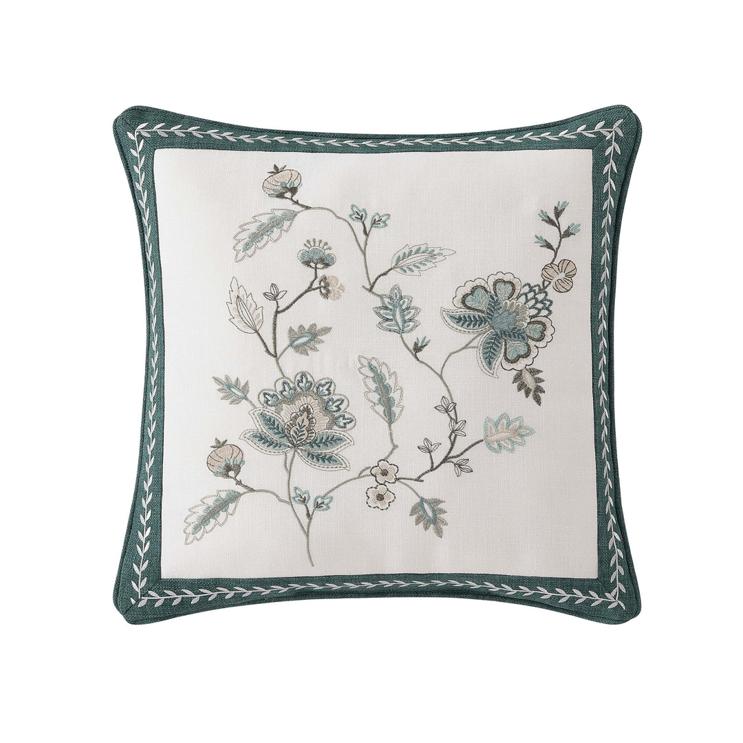 Blossom View Teal Square Decorative Throw Pillow 18" x 18" Throw Pillows By J. Queen New York