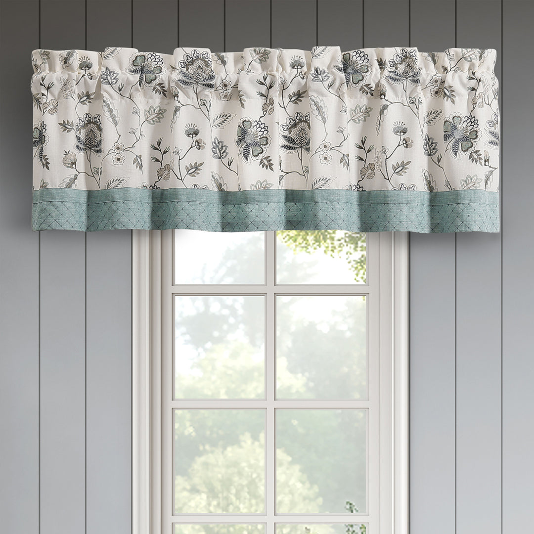 Blossom View Teal Straight Window Valance Window Valances By J. Queen New York