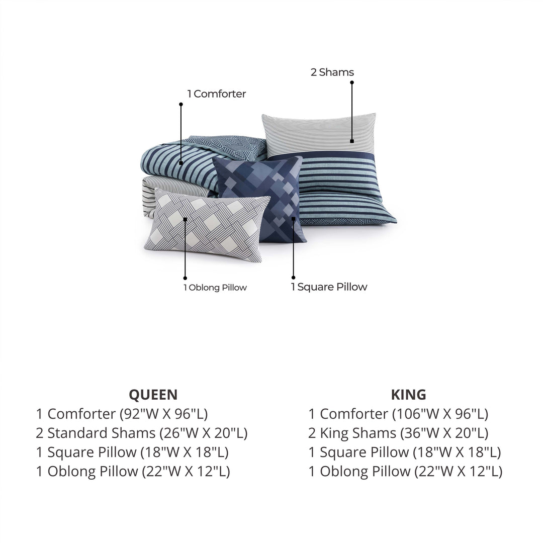 Bebejan Blue Geo Lines 5 Piece Reversible Comforter Set Comforter Sets By Bebejan®
