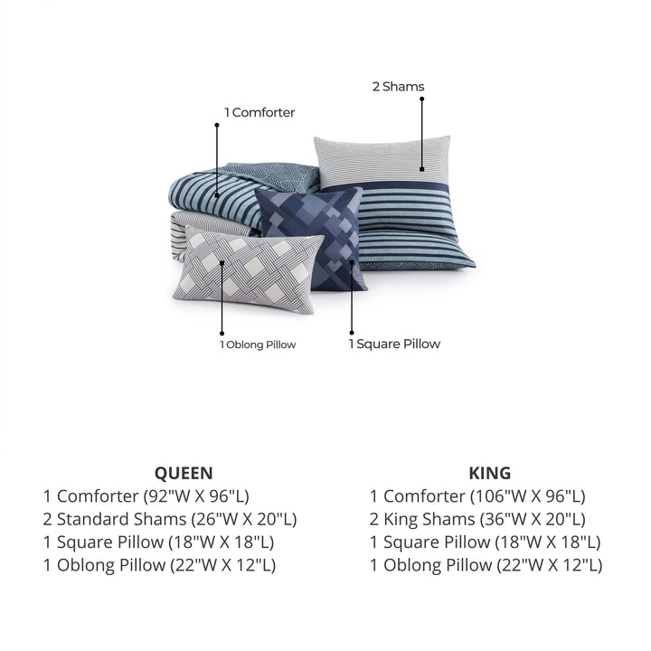 Bebejan Blue Geo Lines 5 Piece Reversible Comforter Set Comforter Sets By Bebejan®