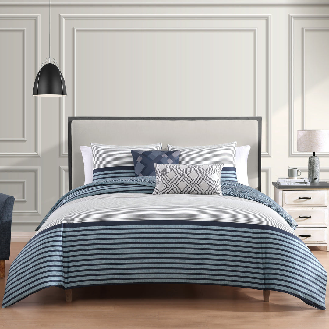 Bebejan Blue Geo Lines 5 Piece Reversible Comforter Set Comforter Sets By Bebejan®