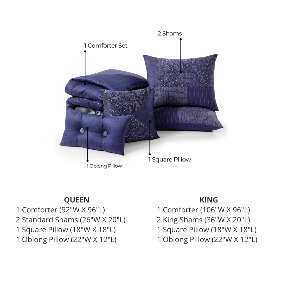 Bebejan Blue Denim Patchwork 5 Piece Reversible Comforter Set Comforter Sets By Bebejan®