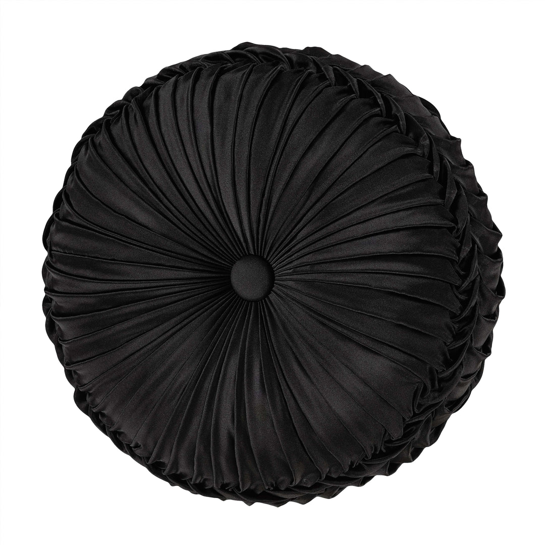 Bolero Black Tufted Round Decorative Throw Pillow 15" x 15" Throw Pillows By J. Queen New York