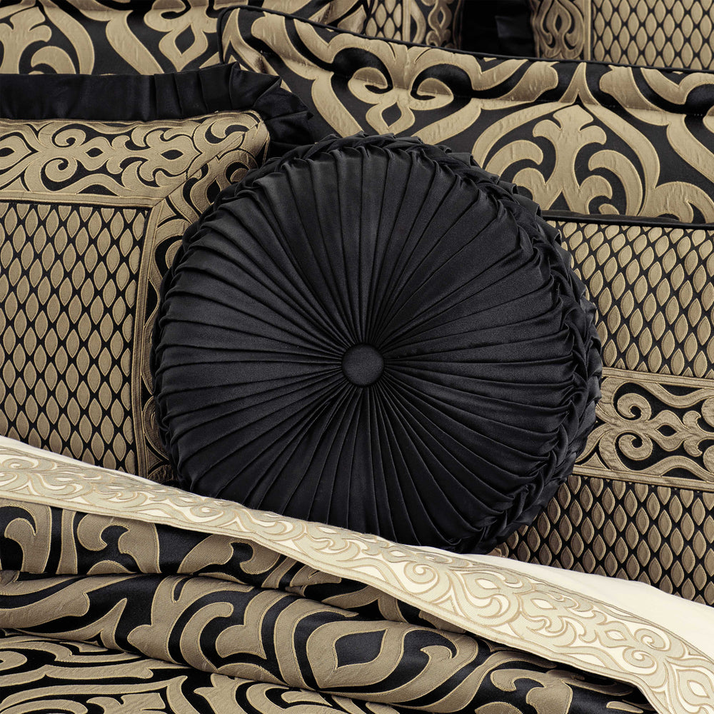 Bolero Black Tufted Round Decorative Throw Pillow 15" x 15" Throw Pillows By J. Queen New York