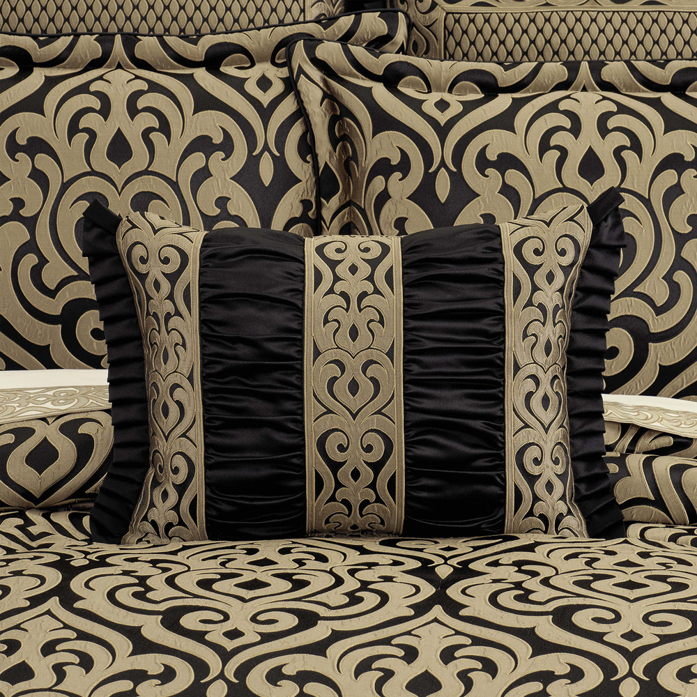 Bolero Black and Gold Boudoir Decorative Throw Pillow 20" x15" Throw Pillows By J. Queen New York