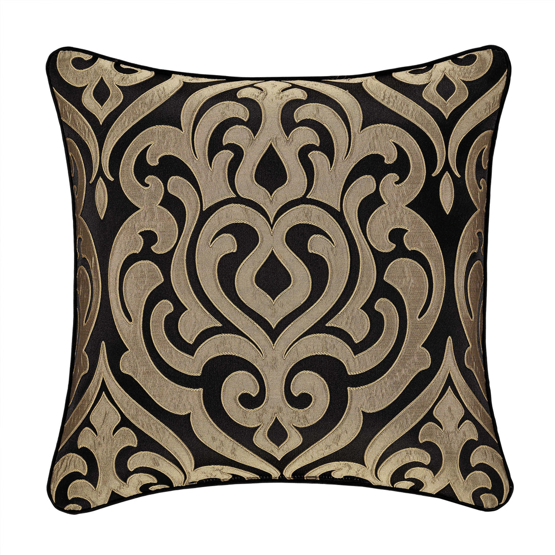 Bolero Black and Gold Square Decorative Throw Pillow 20" x 20" Throw Pillows By J. Queen New York