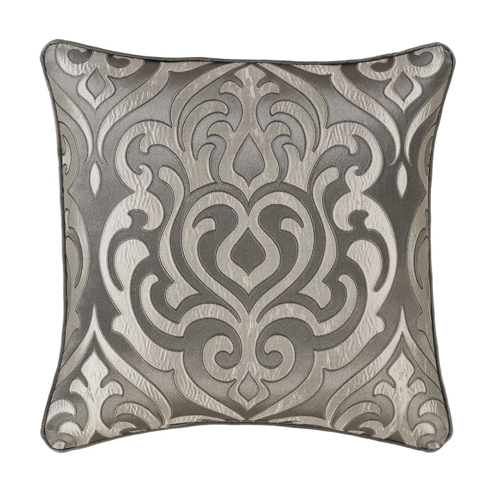 Bolero Silver Square Decorative Throw Pillow 20" x 20" Throw Pillows By J. Queen New York