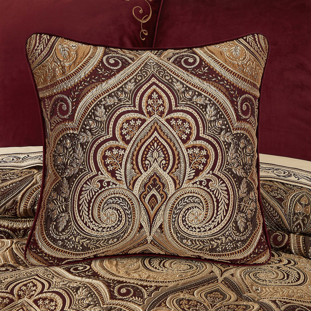 Bordeaux Crimson Square Decorative Throw Pillow 20" x 20" Throw Pillows By J. Queen New York