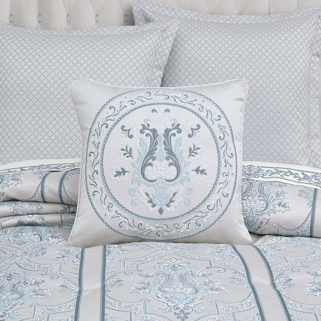 Boulevard Sterling Embellished Square Decorative Throw Pillow 18" x 18" Throw Pillows By J. Queen New York